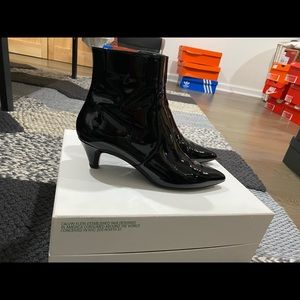Calvin Klein 205W39 Kat Black Patent Leather Booties